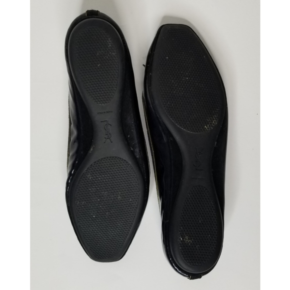 YSL Navy Patent Leather Shiny Bow Ballet Flats - Picture 7 of 8
